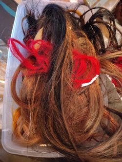 Misc random human hair clip on strips