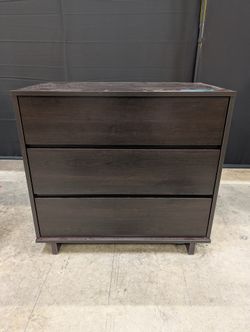 Dark Brown Three-Drawer Wood Dresser