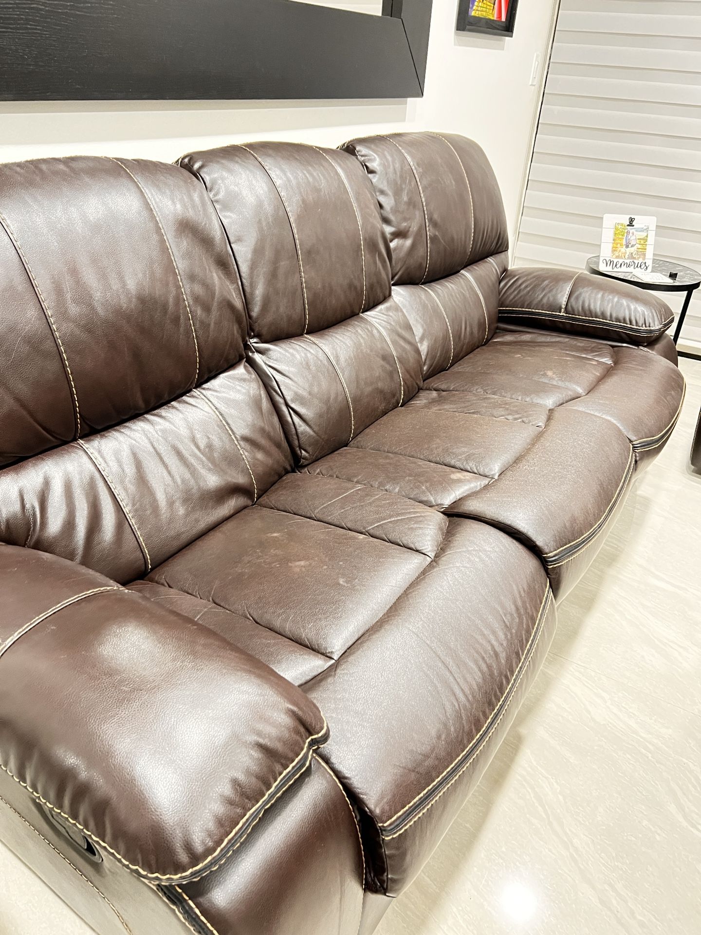 Reclining Sofa Faux Leather Expresso Color