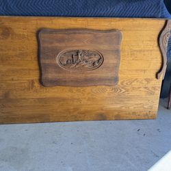Vintage 57” X 35” Maple Wood Hand Carved Wall Art/Bar Front