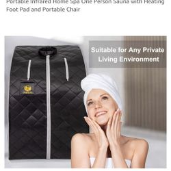 Portable Infrared Home Spa One Person Sauna with Heating Foot Pad and Portable Chair