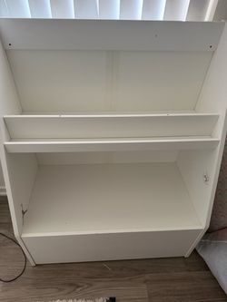 White Wood Bookcase with Two Shelves