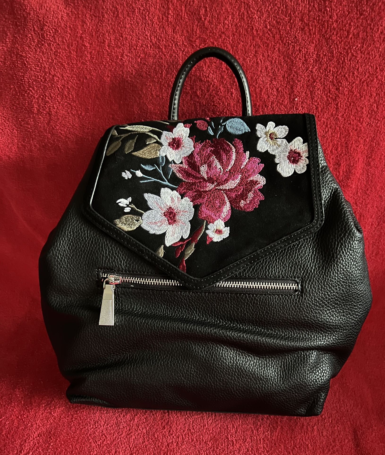 White House Black Market Soft Black Faux Leather Backpack Bag