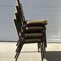 4 Vintage Stackable Dining Chairs, Stacking Chairs, Guest Chairs