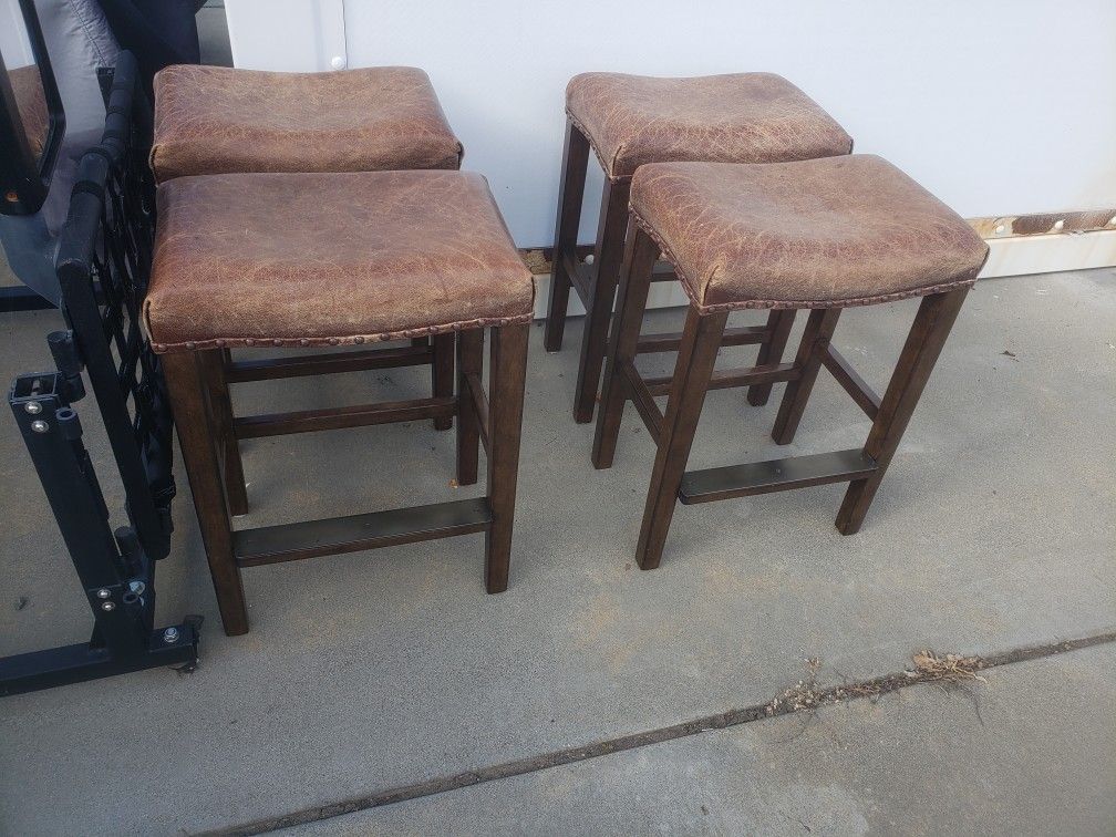 Wooden Stools With Leather Seats, $55 OBO