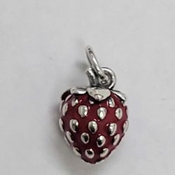 James Avery Enamel Wild Strawberry silver Charm