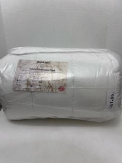 SLIMLINE Natural Wool Mattress Pad, Merino Wool Filling, Quilted Natural Cotton Cover, 1" Thickness, Hypoallergenic, All Seasons, White (Twin)