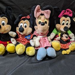 5 Official Vintage Mickey/Minnie Mouse Plushies
