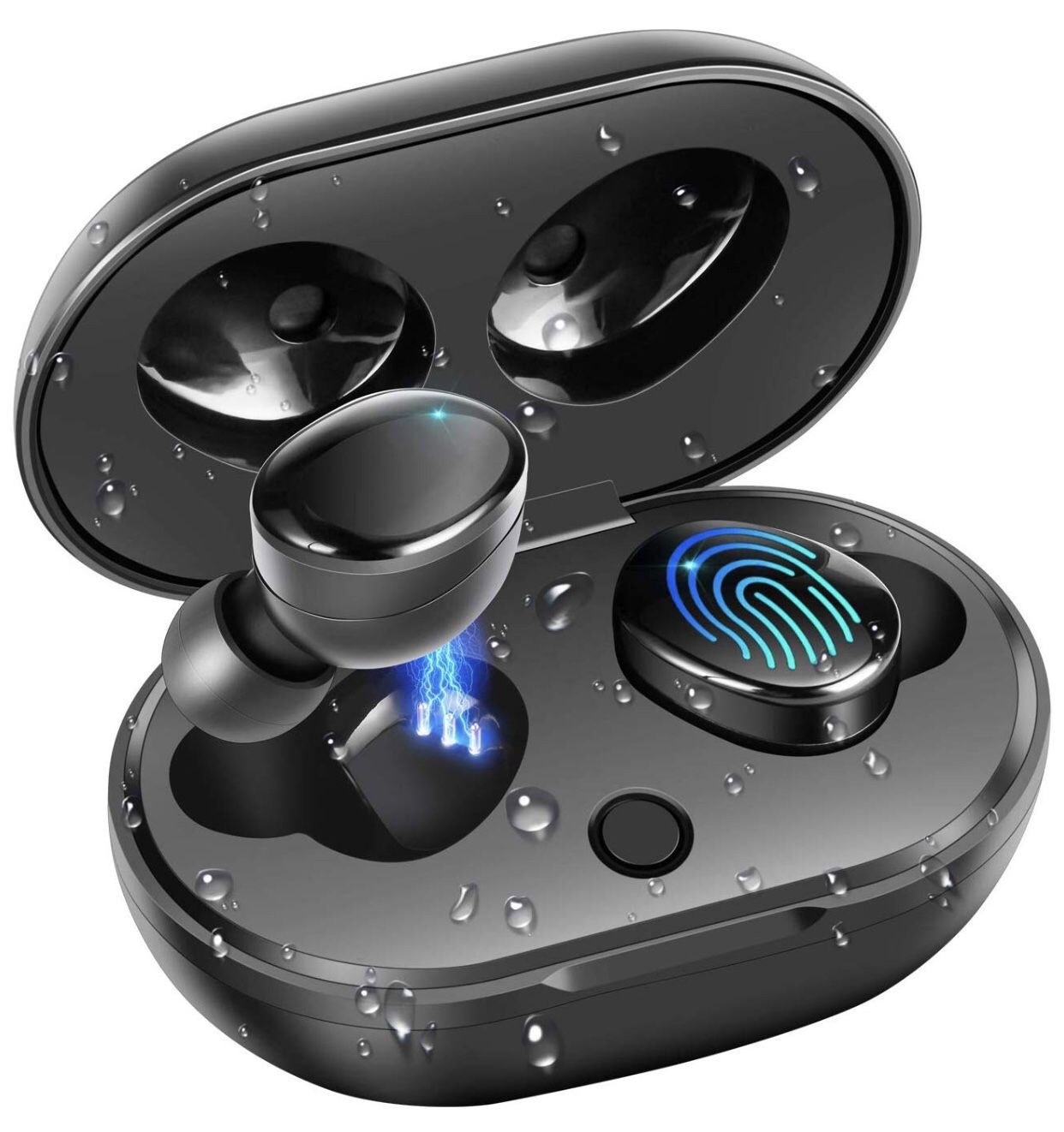 Bluetooth 5.0 Headphones Waterproof Earbuds 27h Runtime Deep Base Touch Control Charging Case