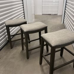 Gray Linen Stools (3)