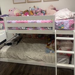Kids Twin Bunk Bed With Slide And Mattress 