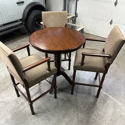 High-boy Table And 3 Tall Captain Chairs (price Is For This Weekend Only!!)
