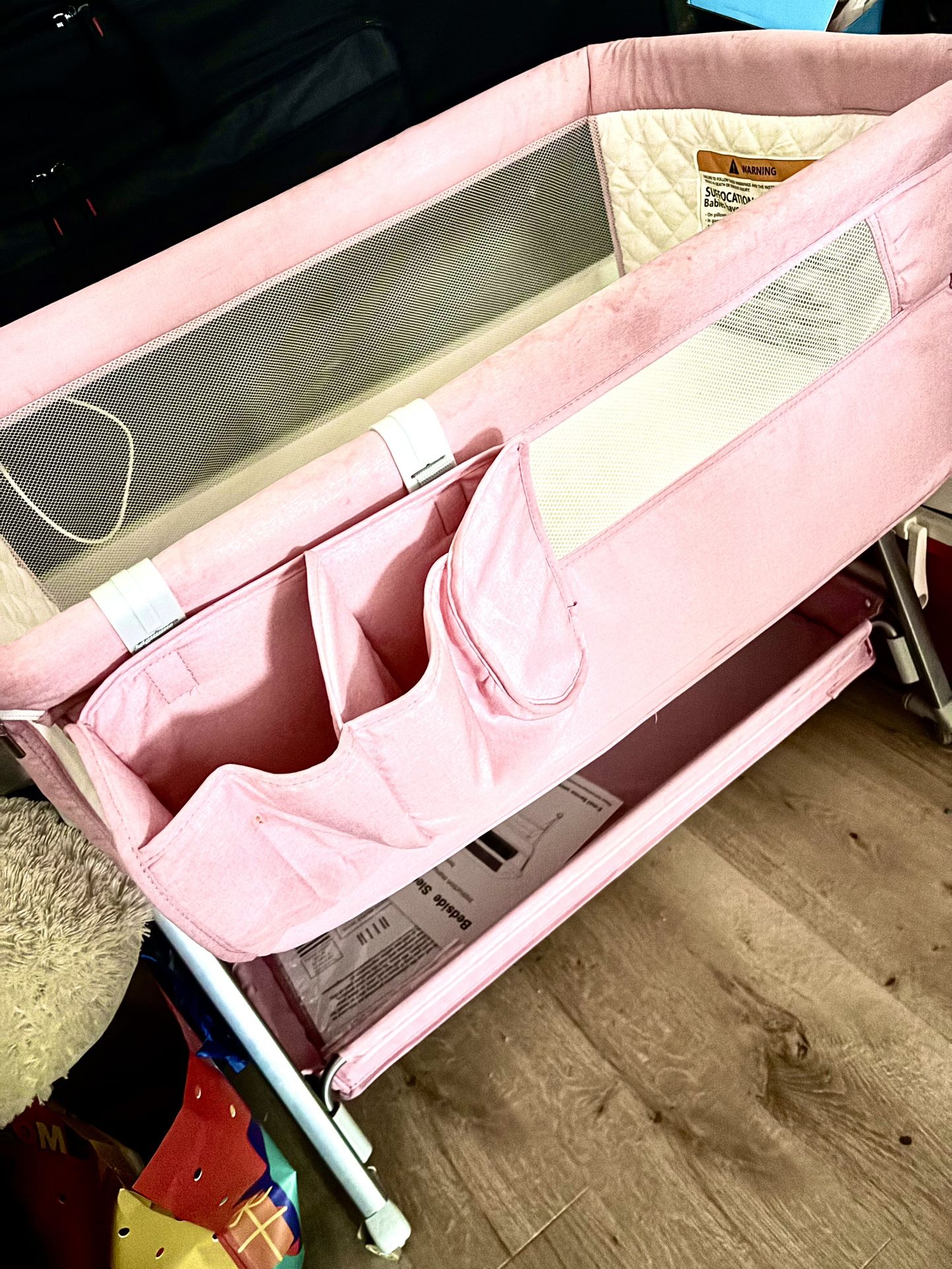 Pink Baby Crib comes with mattress
