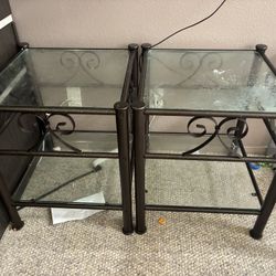Two Glass End Tables 