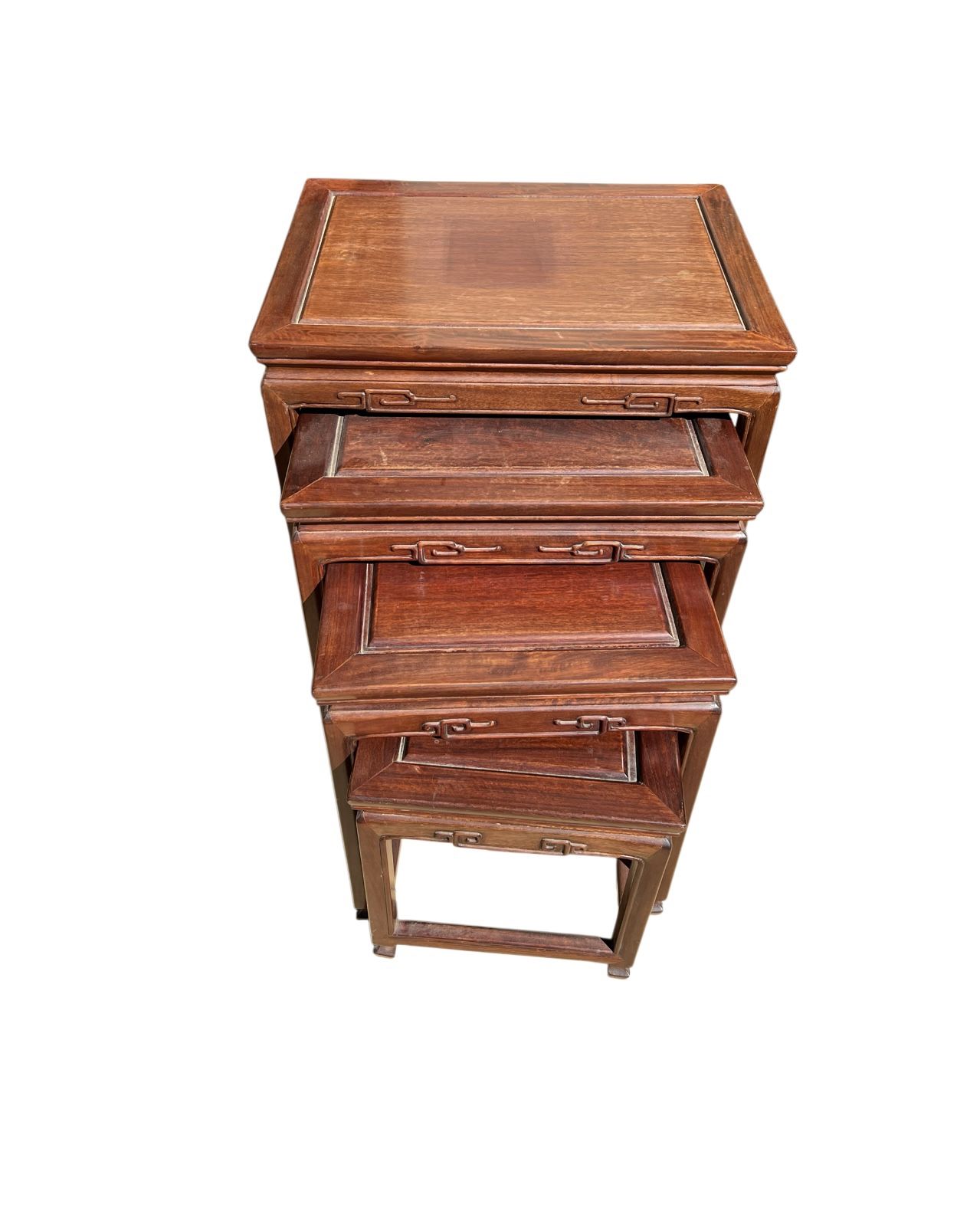 ANTIQUE: 1900c CHINESE ROSEWOOD NEST TABLE SET