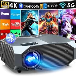YOWHICK 4K Projector with WiFi and Bluetooth, 20000L Native 1080P Outdoor Portable Movie Projector, Smart Video Projector, 50% Zoom/400" Display, Comp
