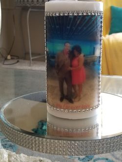 Candles with pictures on it