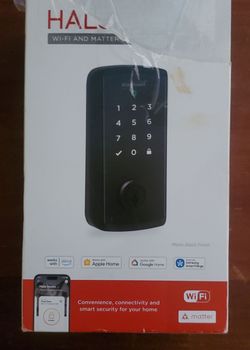 Kwikset Halo Select Touchscreen Wi-Fi and Matter Enabled Smart Lock Deadbolt in a matte black finish.