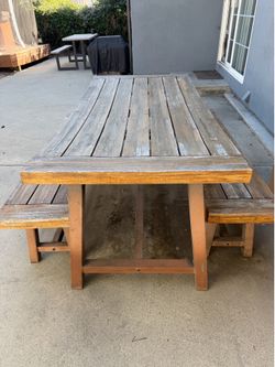 Outdoor table and benches