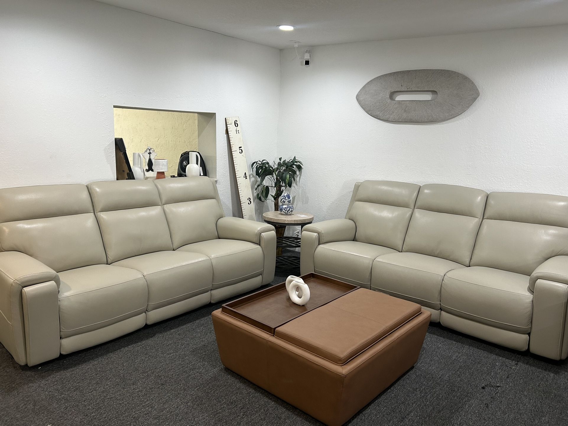 Furniture- Zero Gravity 100% Real Leather Power Recliner Sofa- Varsani