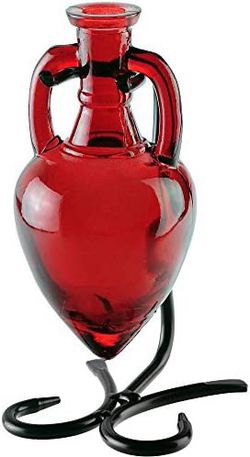 Unique Vase And Metal Stand-Red Color  Thumbnail