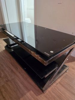 3 Layer Glass Coffee Table  W/ Metal Frame