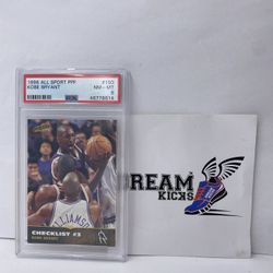 1996 ALL SPORT PPF CHECKLIST KOBE BRYANT #150 ROOKIE PSA 8