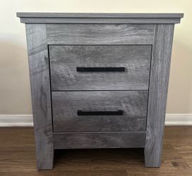 Modern Grey 2-Drawer Nightstand – Pristine Condition