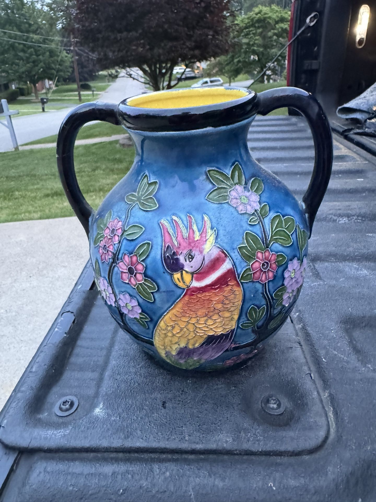Czechoslovakia - ceramic vase rooster cockkerel vase . 