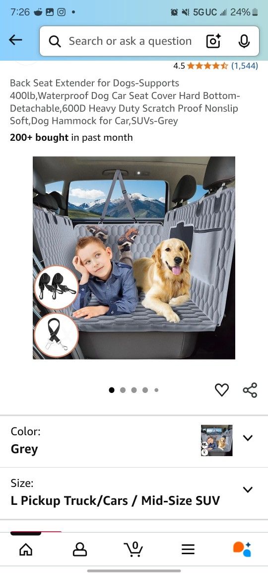 Car Dog Seat Cover