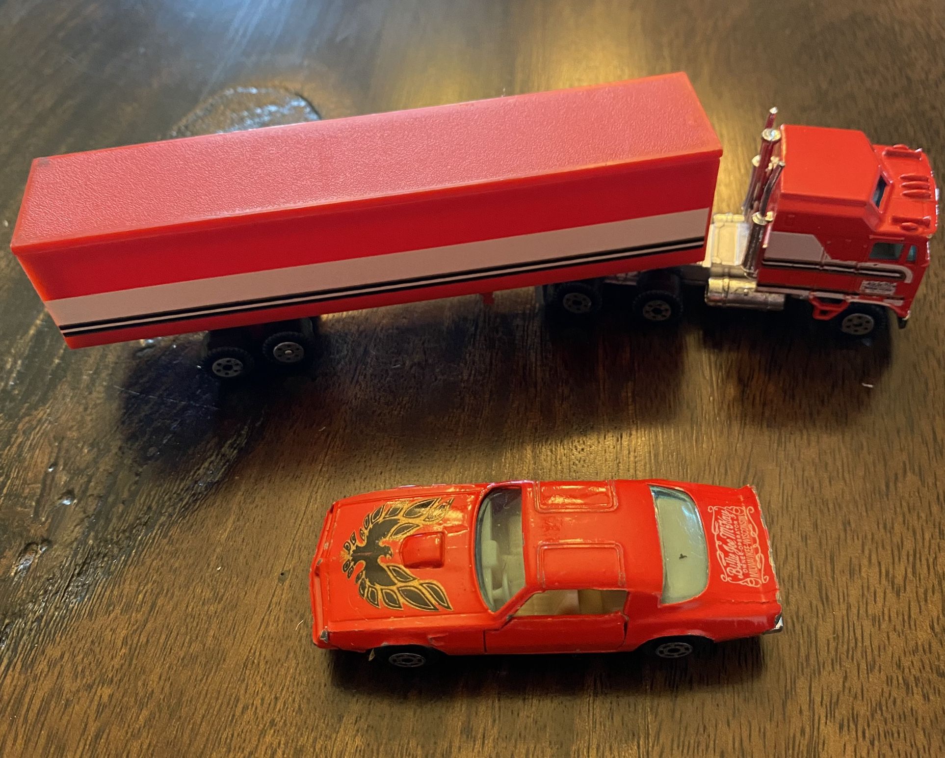 Vintage BJ & the Bear Yatming die-cast Semi trailer And Trans Am Set