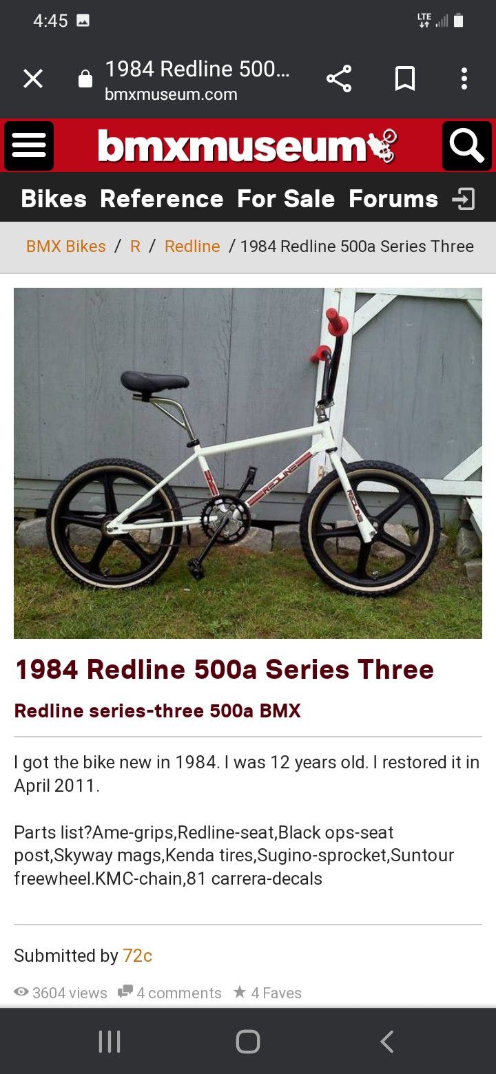 1984 Redline 500a Bmx Bicycle 