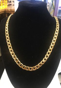 Stainless Steel Cuban Link Chain 24” Gold Tone