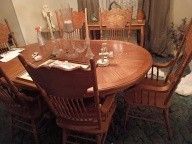 Heavy Oak Dinning Set 5 Captain Chairs and Table