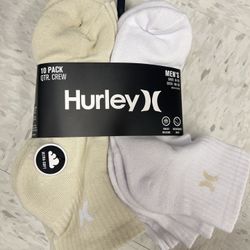 NWT Hurley men’s quarter crew socks 10 pairs 