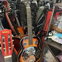 Pyle Resonator Acoustic Electric Guitar in a sunburst finish
