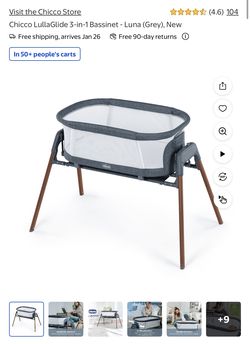 Chicco LullaGlide 3-in-1 Bassinet - Luna (Grey), New