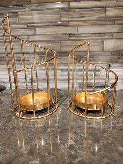 5 Sets Of Gold candle Holders - Total Of 10