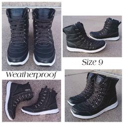 Women's Black Weatherproof Sneaker Boots (Size9)