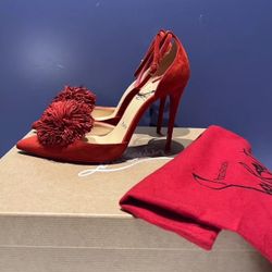 Christian Louboutin “RED BOTTOMS” 36.5 US 6.5 Tsarou 100mm Veau Velours Heel Red Suede Pump