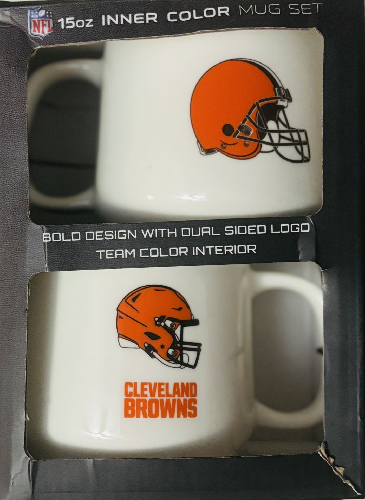 2 NFL 15oz Cleveland Browns Double Sides Design Mugs
