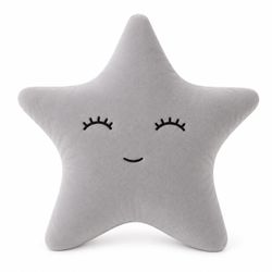 Gray Star Plush Decorative Accent Pillow - NEW