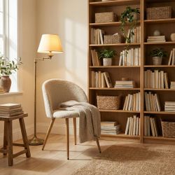 Homy Casa Zomba 2PC Velvet Upholstered Dining Chairs with Oak Legs, Beige, Open Box