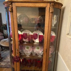 Vintage  Darkened Oak China Closet