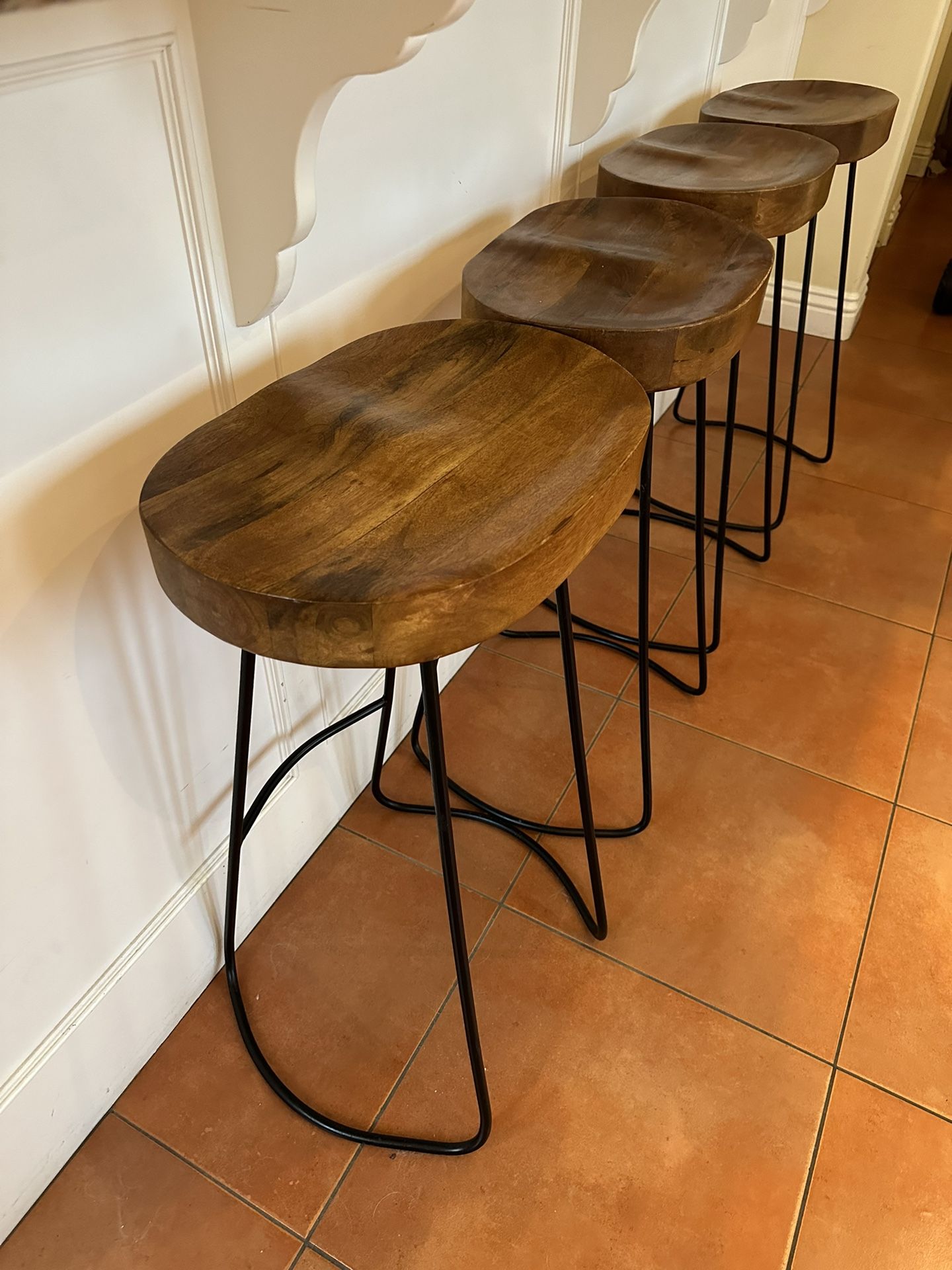 Wooden And Metal Bar Stools 