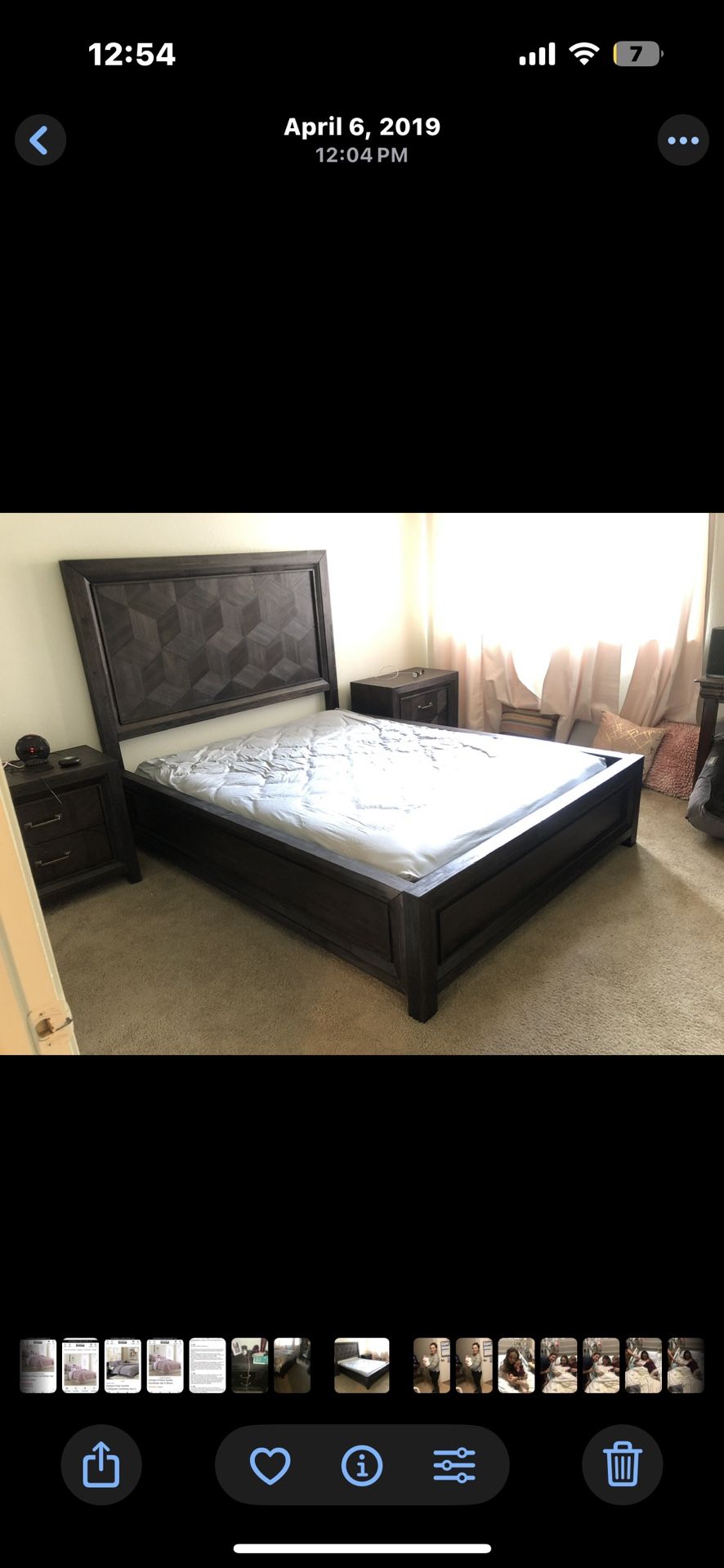 Queen Bed frame set with nightstands