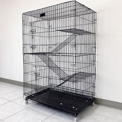 BRAND NEW $75 Collapsible 3-Tier Cat Cage 56 Inches Tall  Metal Kennel 36x24x56” with Tray & Caster 