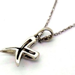 Ladies Stunning 14k White Gold Round Diamond Cross X Pendant & Chain #31570B