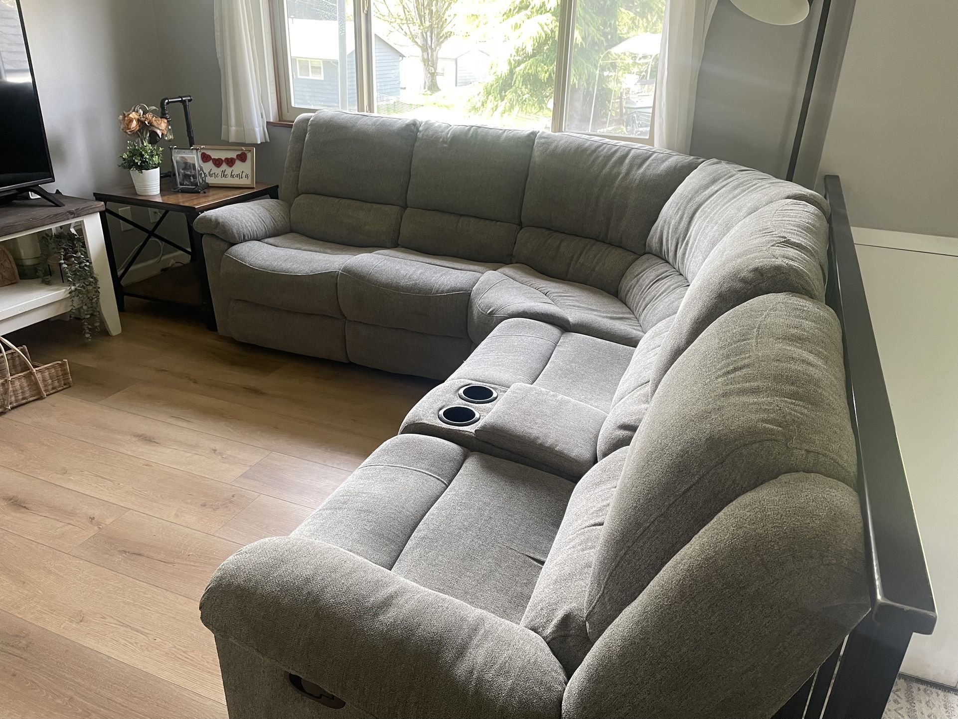 Grey Sectional Recliner Couch