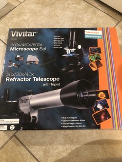 Vivitar Microscope Set And Refractor Telescope with Tripod Boxed Set Complete